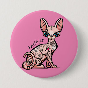 Getatteerde Meow Cat-knop Ronde Button 7,6 Cm