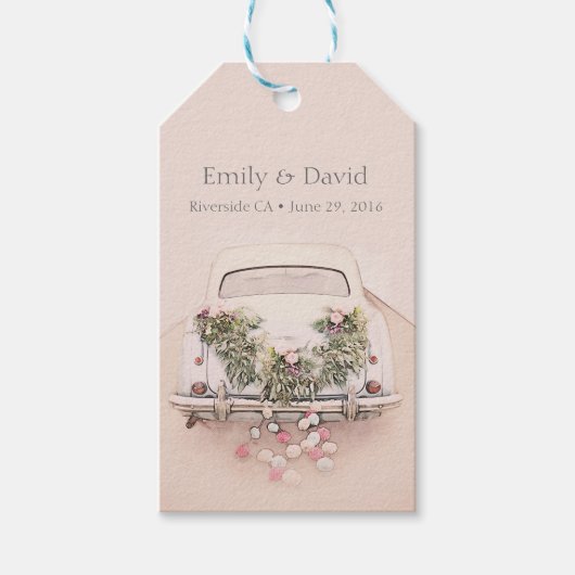 Getaway auto Romantische bruiloft gunst Labels Cadeaulabel (Voorkant)