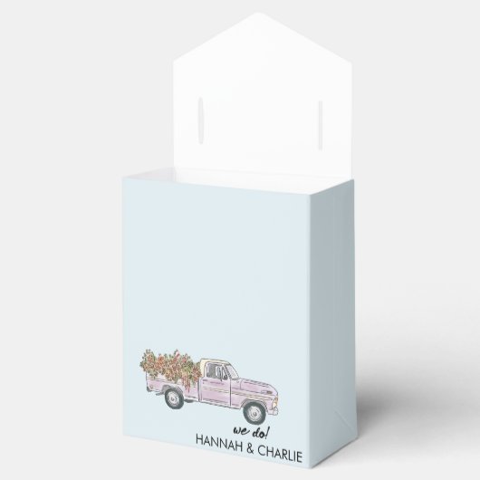 Getaway pick-up truck waterverf Bruiloft Bedankdoosjes (Geopend)