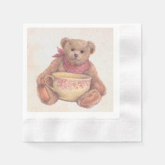 Getdy Bear geïllustreerd met  Teacup Servet (Voorkant)