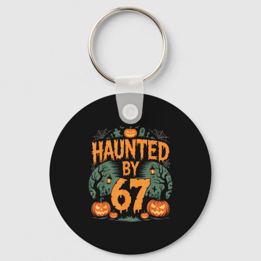 Geteisterd door 67 Meme Halloween Pompoen Sleutelhanger (Voorkant)