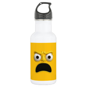 Getekend gezicht met emotie, verrast gezicht, waterfles