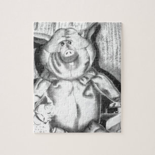 Getekend Knuffel Varkentje in Houtskool Legpuzzel