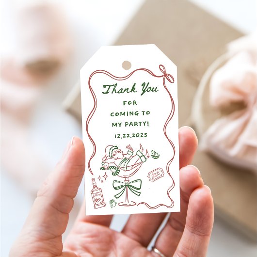 Getekend Merry Little Cocktail Kerstfeest Cadeaulabel