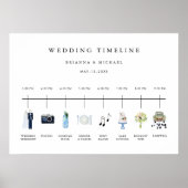 Getekend Waterschildering Huwelijksdag Tijdschema Poster (Voorkant)