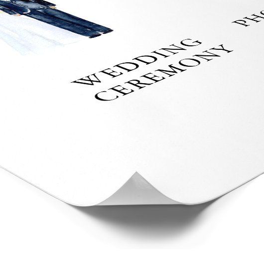 Getekend Waterschilderkunst Huwelijksdag Tijdschem Poster (Hoek)