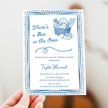 Getekende blauwe brood in de oven baby shower fees