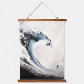 Getekende Blauwe Oceaangolf Hangend Wandkleed (Voorkant)