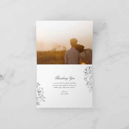 Getekende bloemen geschetst Dank u kaart (Binnen)