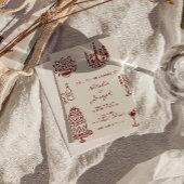 Getekende Bourgondische Whimsical Foto QR Code Tro Kaart