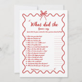 Getekende bruid bruidegom trivia bruiloft game kaa aankondiging (Voorkant)