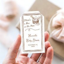 Getekende bruine broodje in de oven baby shower fe
