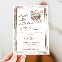 Getekende bruine bundel in de oven baby shower fee