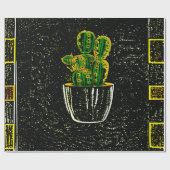 Getekende cactus cadeaupapier (Vlak)