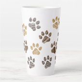 Getekende honden, katten pootje. Hond, kat poten. Latte Mok (Voorkant)