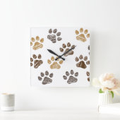 Getekende honden, katten pootje. Hond, kat poten. Vierkante Klok (Huis)