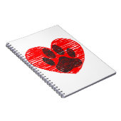 Getekende Hondenpoot in Rode Hart Notitieboek (Rechterzijde)