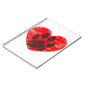 Getekende Hondenpoot in Rode Hart Notitieboek (Linkerzijde)