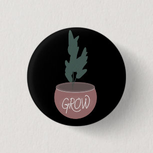 Getekende illustratie van een kamerplant in pot ronde button 3,2 cm