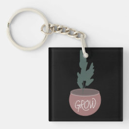 Getekende illustratie van een kamerplant in pot sleutelhanger