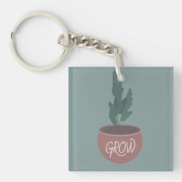 Getekende illustratie van een kamerplant sleutelhanger