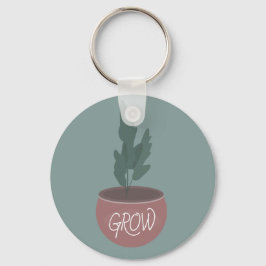Getekende illustratie van een kamerplant sleutelhanger