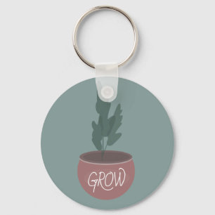 Getekende illustratie van een kamerplant sleutelhanger