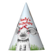 Getekende landbouwhuisdieren, Pet van geboorte Feesthoedjes (Voorkant)