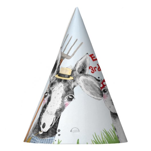 Getekende landbouwhuisdieren, Pet van geboorte Feesthoedjes (Links)