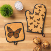 Getekende Monarch Ovenwant & Pannenlap Set (Top down)