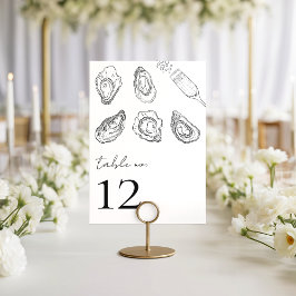 Getekende Oesters Champagne Zeevruchten Tafel 12 B Kaart