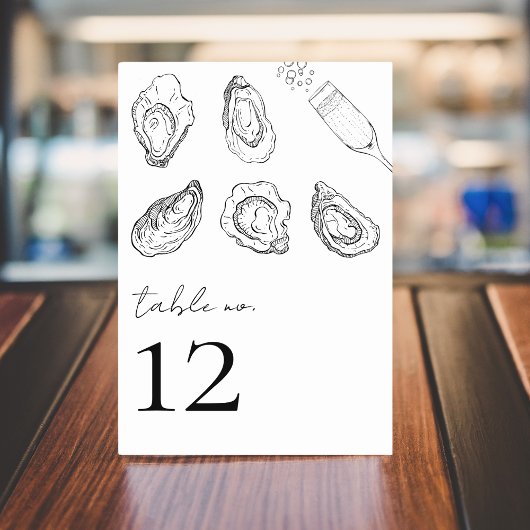 Getekende Oesters Champagne Zeevruchten Tafel 12 B Kaart