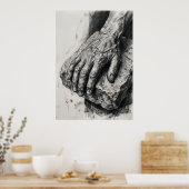 Getekende Poster met Houtskool van Verouderde Hand (Keuken)