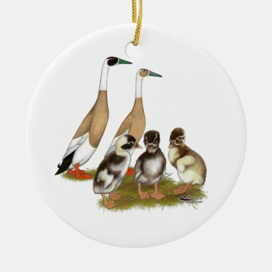 Getekende ren-eend familie keramisch ornament (Voorkant)