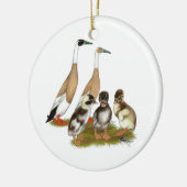 Getekende ren-eend familie keramisch ornament (Links)