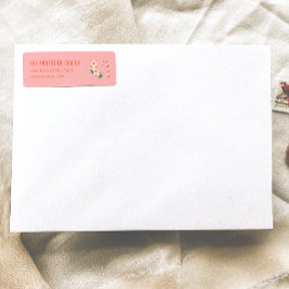  getekende roze rode kerst doddle adres etiket