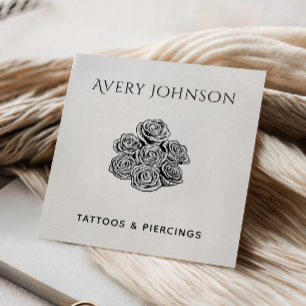 Getekende Rozen Tattoo Salon Artiest Klasse Schoon Vierkante Visitekaartje