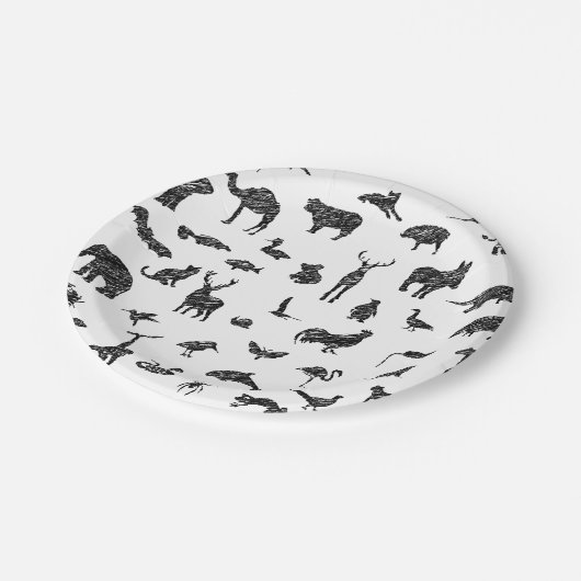 Getekende safari wilde dieren print. Dierenpark, Papieren Bordje (Gekanteld)