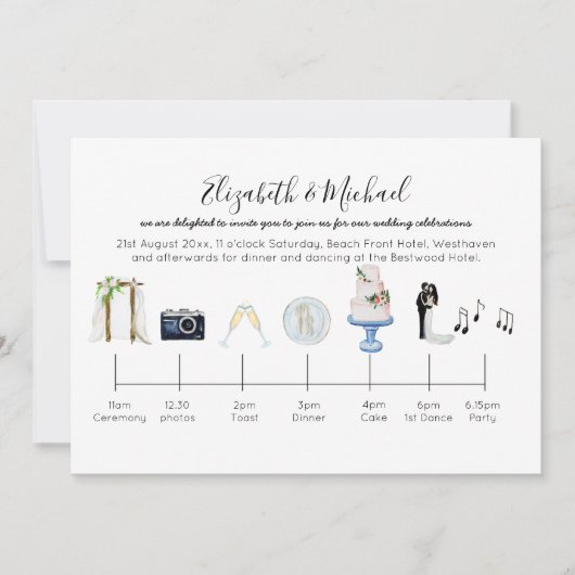 Getekende Trouwdatum Uitnodiging Tuin Thema (Voorkant)