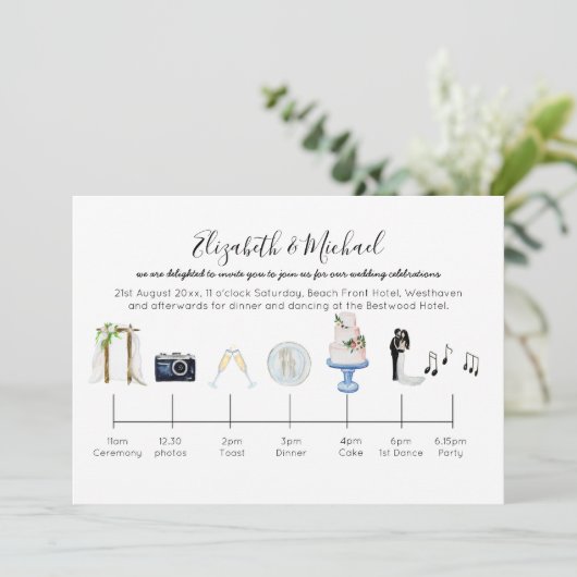 Getekende Trouwdatum Uitnodiging Tuin Thema (Staand voorkant)