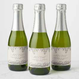Getekende Wijngaard Wijnkelder Laten we Tuscany Hu Sparkling Wijnetiket