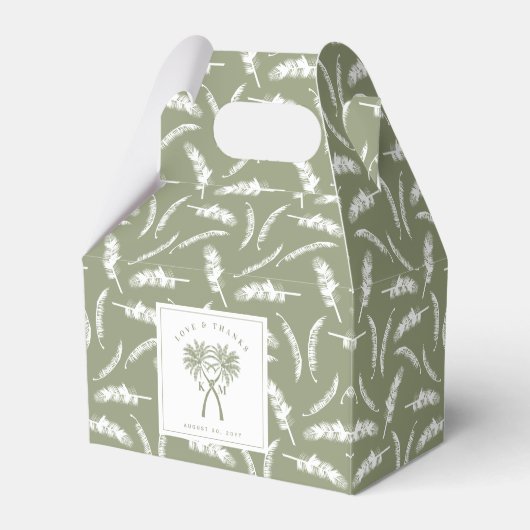 Getekte palmbomen Tropische bestemming bruiloft Bedankdoosjes (Voorkant Zijde)