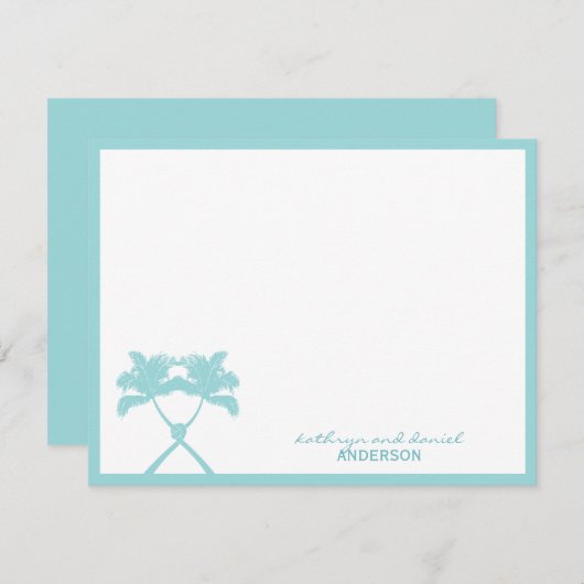 Getekte palmbomen Tropische bestemming bruiloft Bedankkaart (Voorkant / Achterkant)