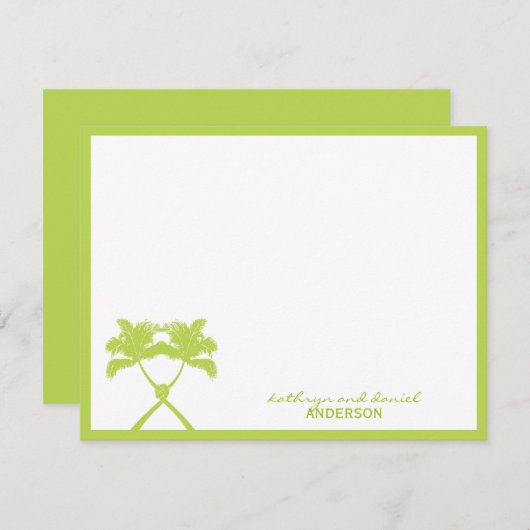 Getekte palmbomen Tropische bestemming bruiloft Bedankkaart (Voorkant / Achterkant)