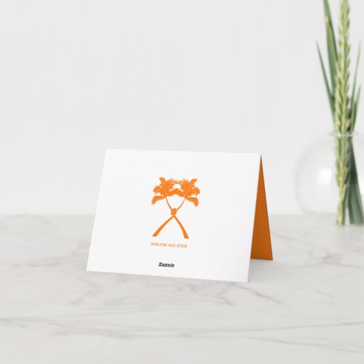 Getekte palmbomen Tropische bestemming bruiloft Bedankkaart (Achterkant)