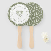 Getekte palmbomen Tropische bestemming bruiloft Handwaaier (Voorkant en achterkant)