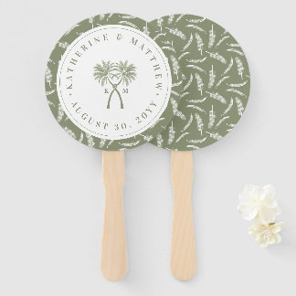 Getekte palmbomen Tropische bestemming bruiloft Handwaaier