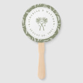 Getekte palmbomen Tropische bestemming bruiloft Handwaaier (Voorkant)