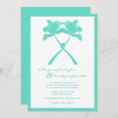 Getekte palmbomen Tropische bestemming bruiloft Kaart (Voorkant / Achterkant)