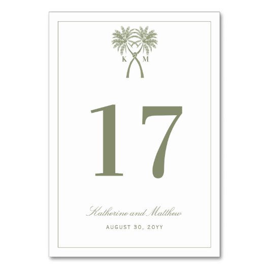 Getekte palmbomen Tropische bestemming bruiloft Kaart (Voorkant)